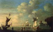 Monamy, Peter A royal yacht and other shipping off the coast china oil painting reproduction